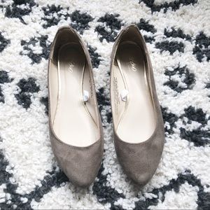 Mossimo | Taupe Pointed Toe Flats W/ Gold Embell.